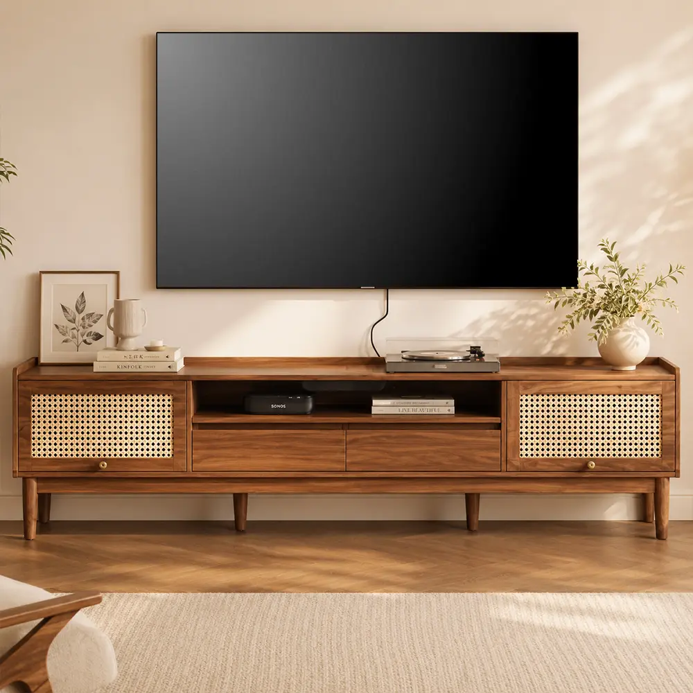 Wabi-Sabi Wicker TV Stand