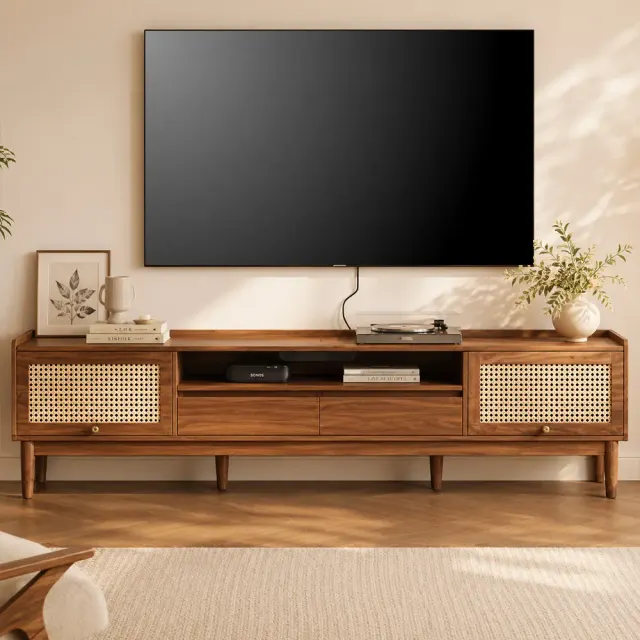 Wabi-Sabi Wicker TV Stand