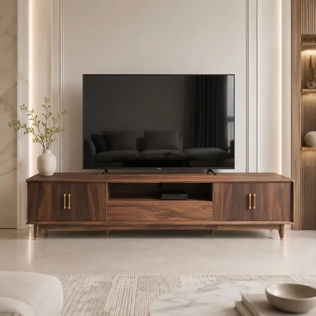 Black Walnut Low Media Console