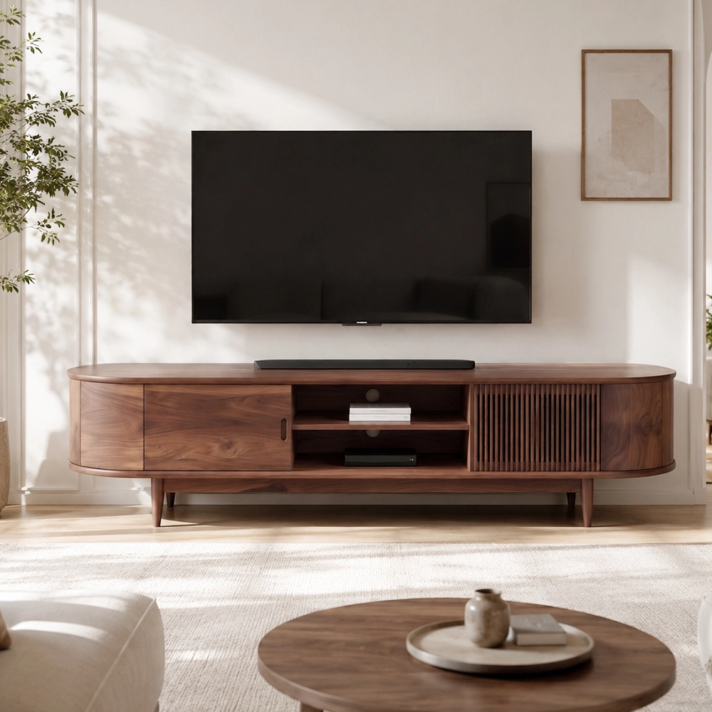 Solid Walnut Low Media Console