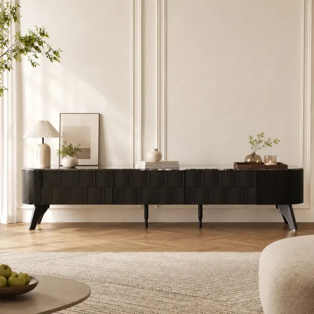 Black Stone Top TV Stand