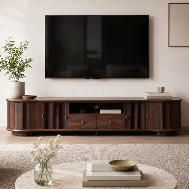 Solid Walnut Entertainment Console