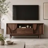 Retro Walnut Wood TV Console