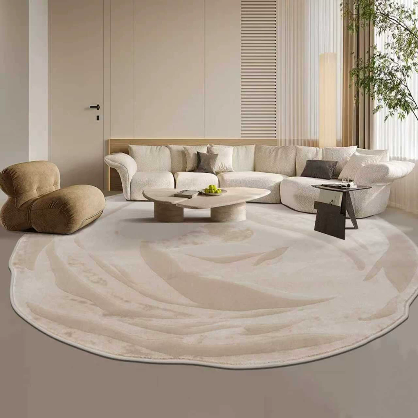 Machine-Woven Round Rug