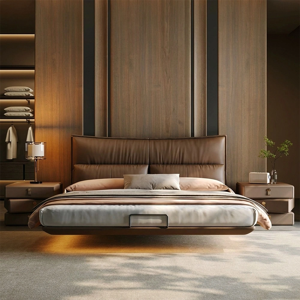 Floating Bed with Integrated Lighting