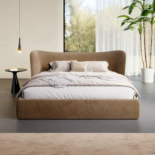 Plush Upholstered Minimalist Bed