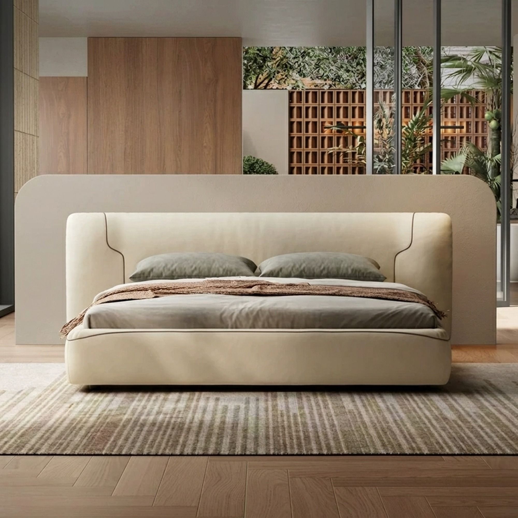 Minimalist Leather Upholstered Bed