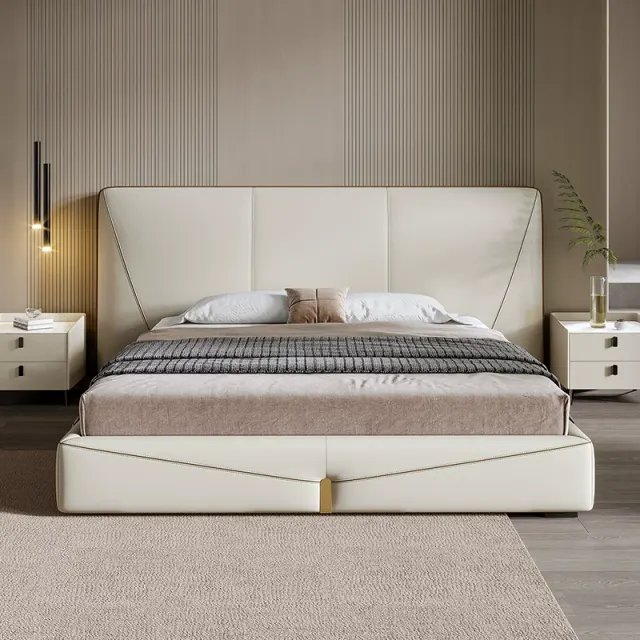 Modern Upholstered Leather Bed