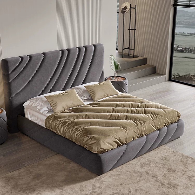 Frosted Velvet Platform Bed