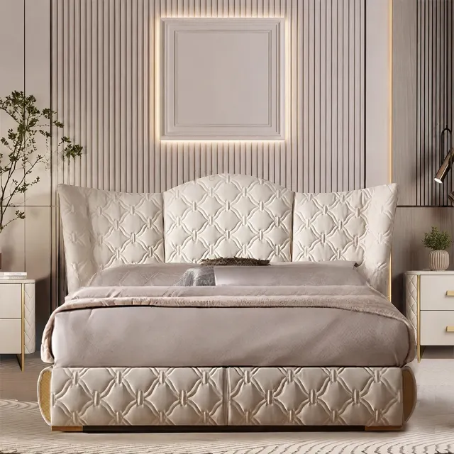 Italian Leather Upholstered Bed Frame