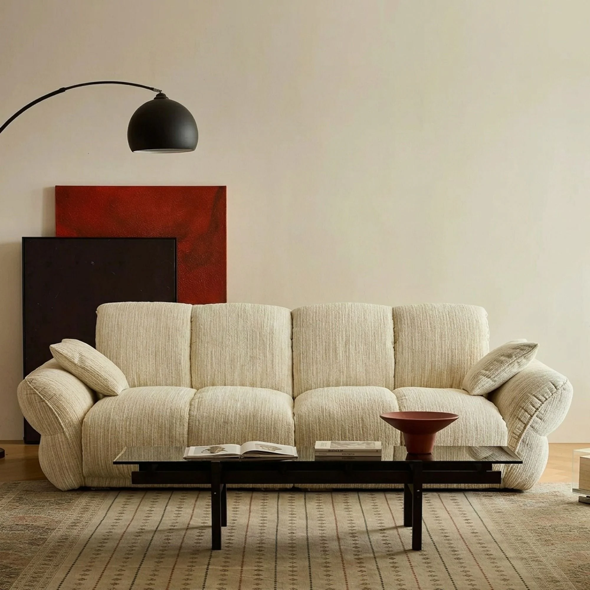 Retro Vertical Design Fabric Sofa