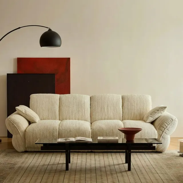 Retro Vertical Design Fabric Sofa