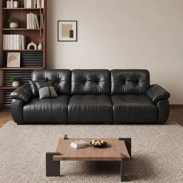 Black Nappa Leather Sofa