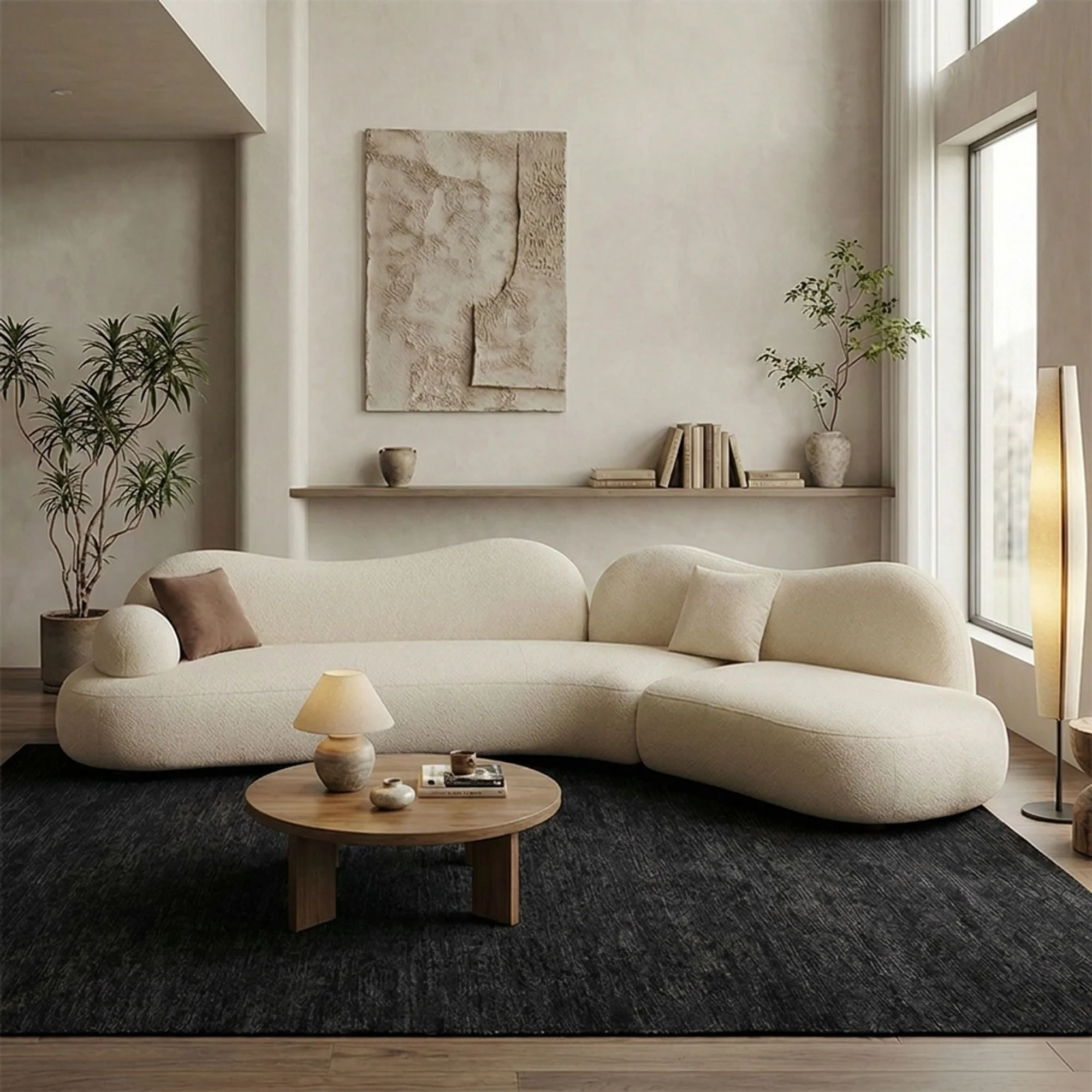 Off-White Curved Chenille Sectional