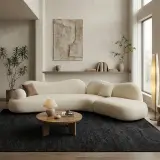 Off-White Curved Chenille Sectional