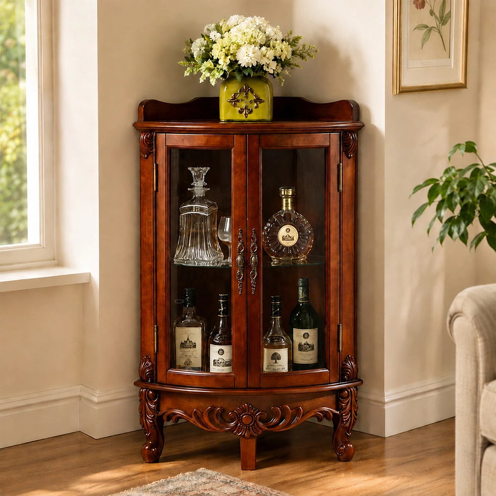 Vintage Solid Wood Corner Cabinet