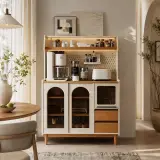 Modern Solid Wood Media Console with LED Lights