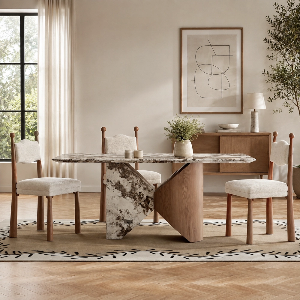 Marble Top Cantilever Dining Table