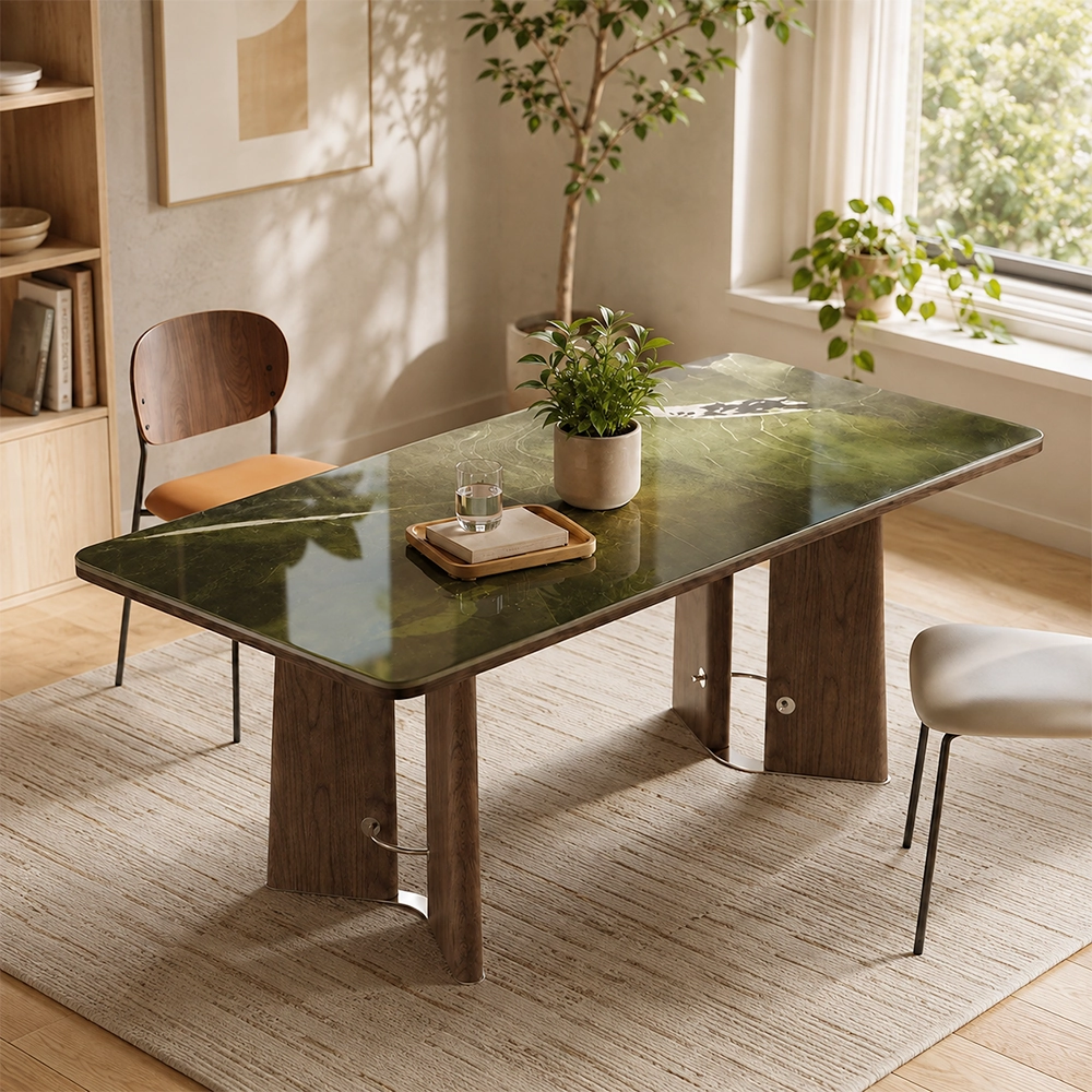 Avocado Green Marble Dining Table