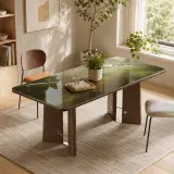 Avocado Green Marble Dining Table