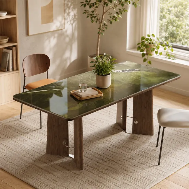 Avocado Green Marble Dining Table
