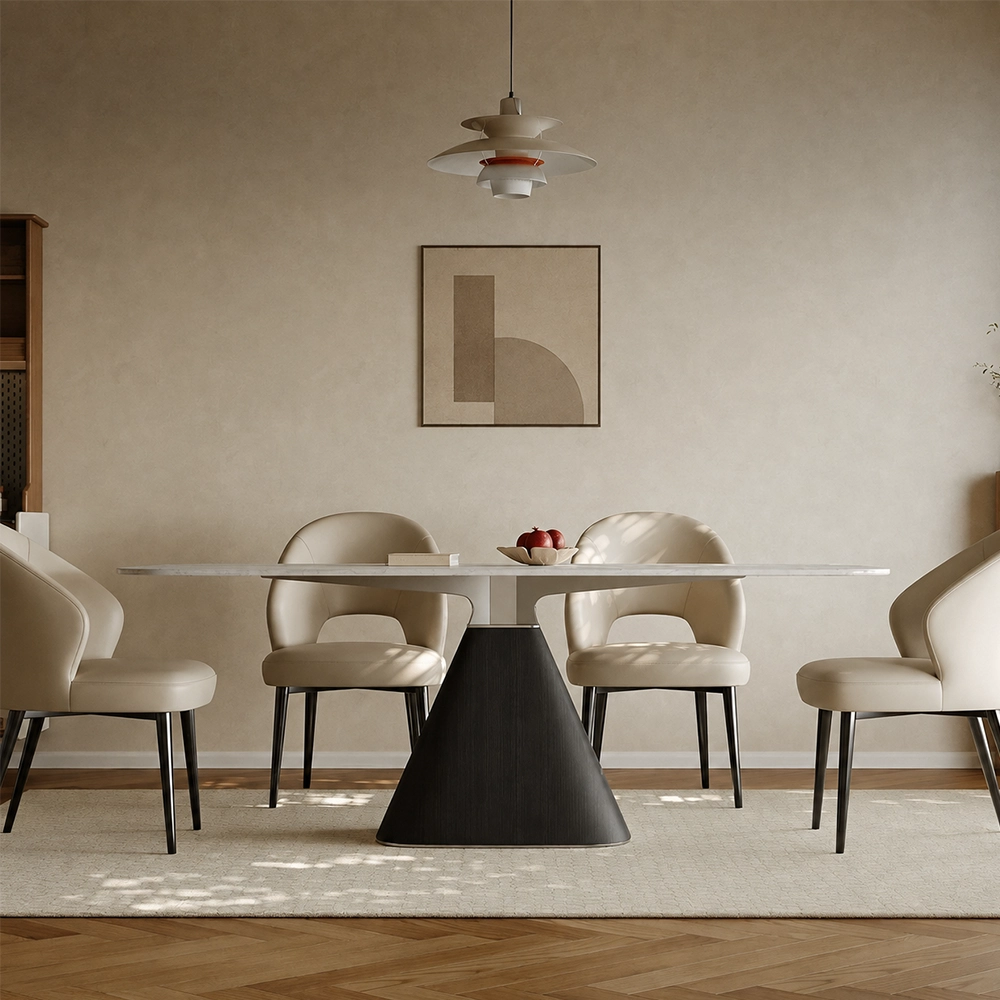 Marble Dining Table, Frustum Base