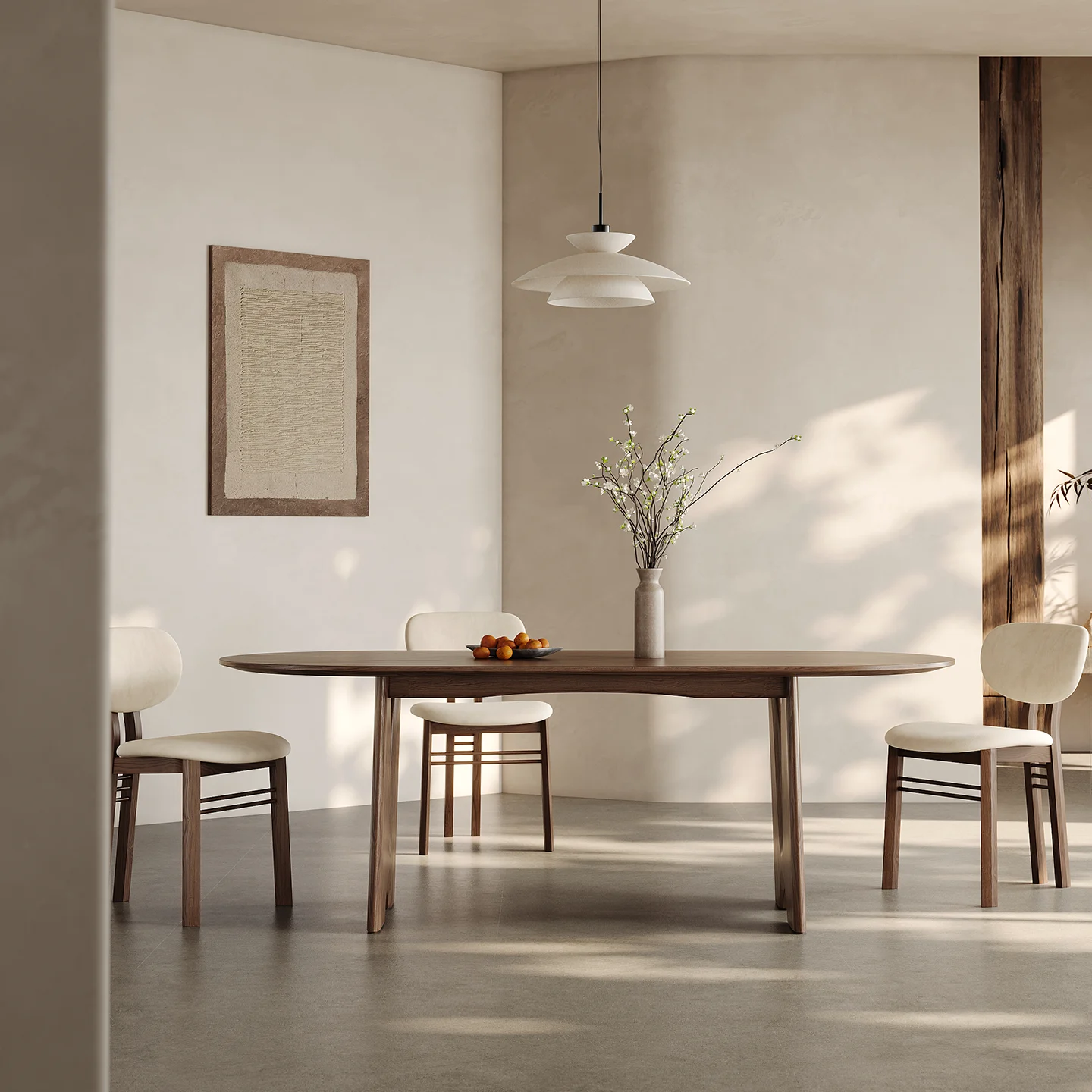 Irregular Wood Veneer Dining Table
