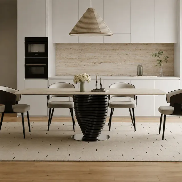 Marble Dining Set with Slim Base