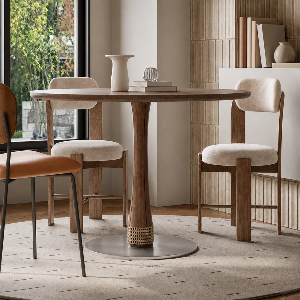 Walnut Veneer Round Dining Collection