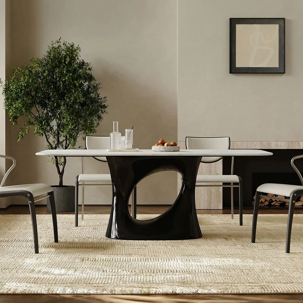 Sculptural Marble Top Dining Table