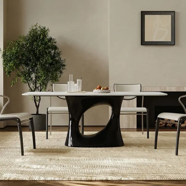 Sculptural Marble Top Dining Table