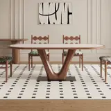 Creamy Modern Oval Dining Table