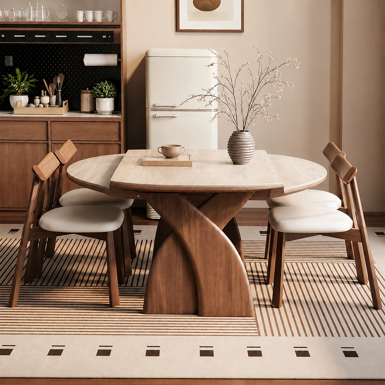 French Retro Extendable Dining Table