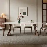 Curved Solid Wood Dining Table