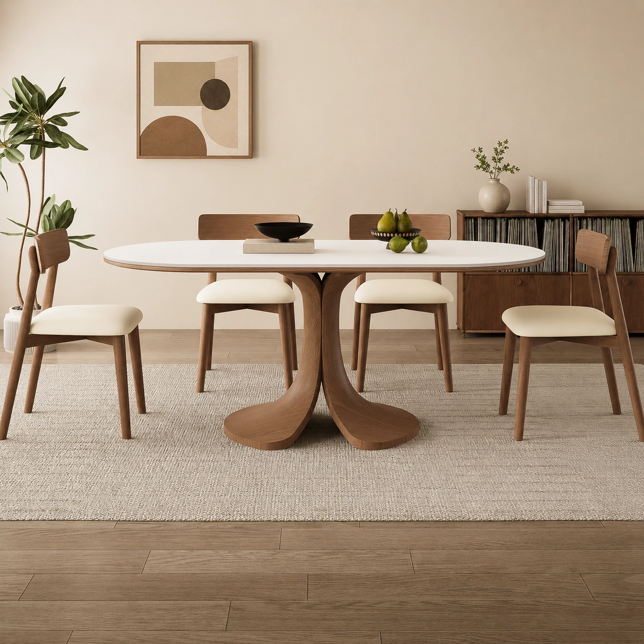 Oval Travertine Dining Table