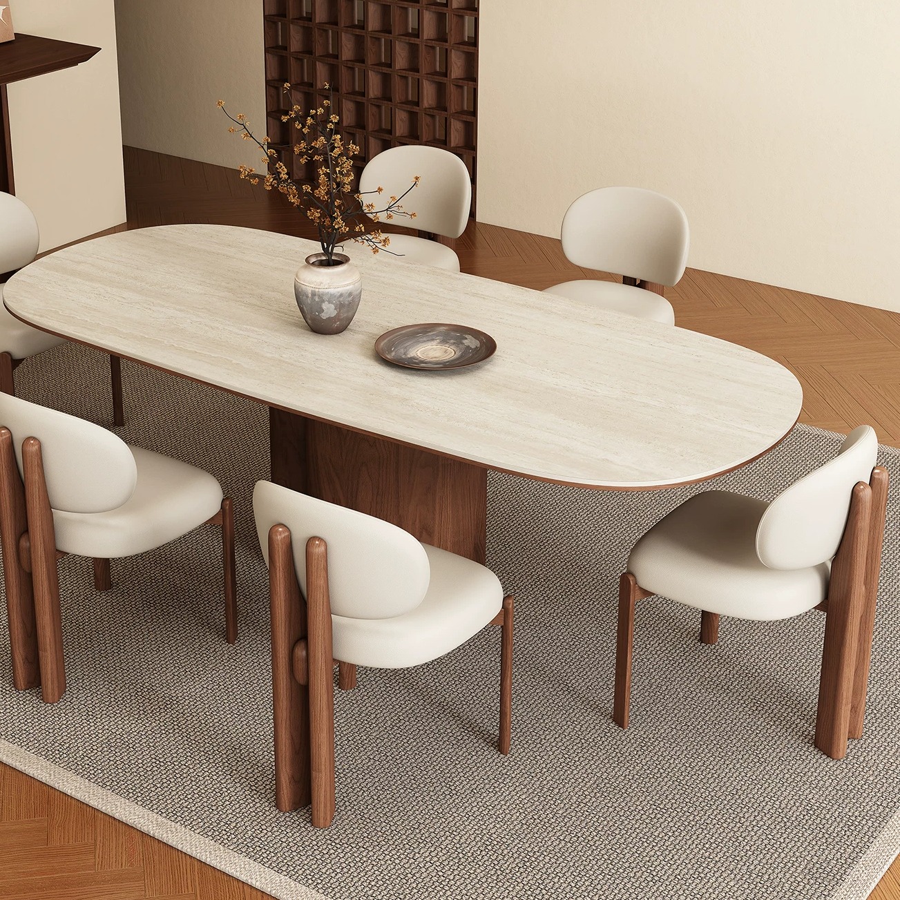 Vintage Travertine Dining Table