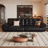 Black Curved Leather Cloud Sofa