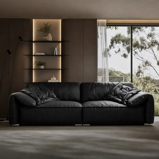 Sculptural Leather Sofa