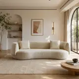 Curved Boucle Wool Sofa