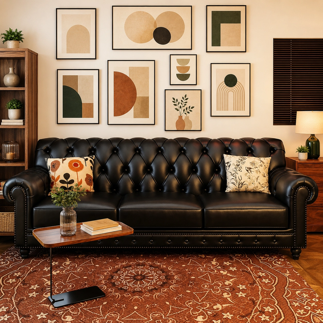 Black Oil Wax Leather Sofa
