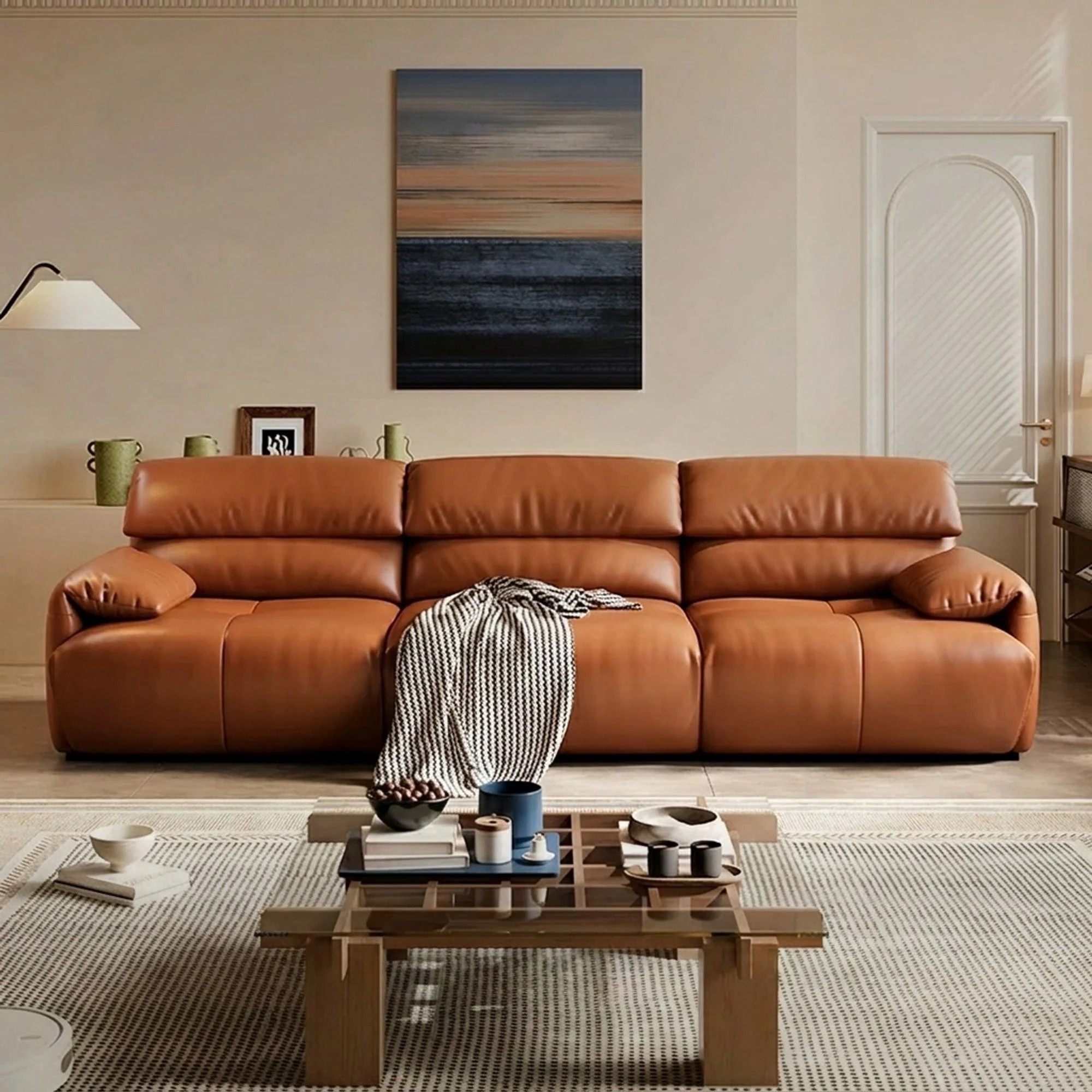 Retro Elephant Ear Leather Sofa