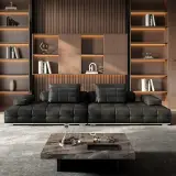 Black Modular Leather Sofa