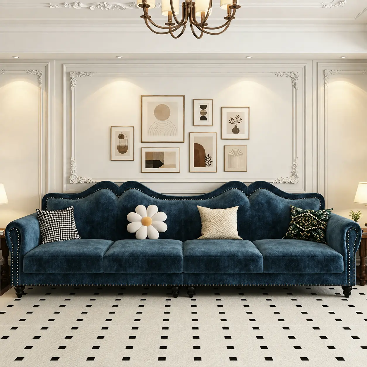 Vintage Chenille Straight Sofa