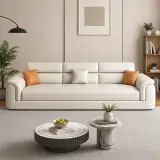 Creamy Modern Faux Leather Sofa