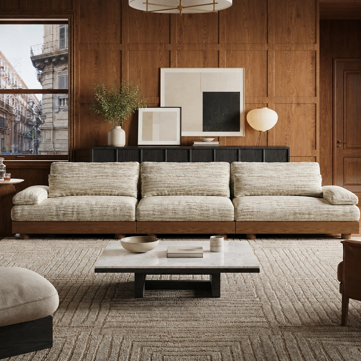 Solid Wood Modular Chenille Sofa