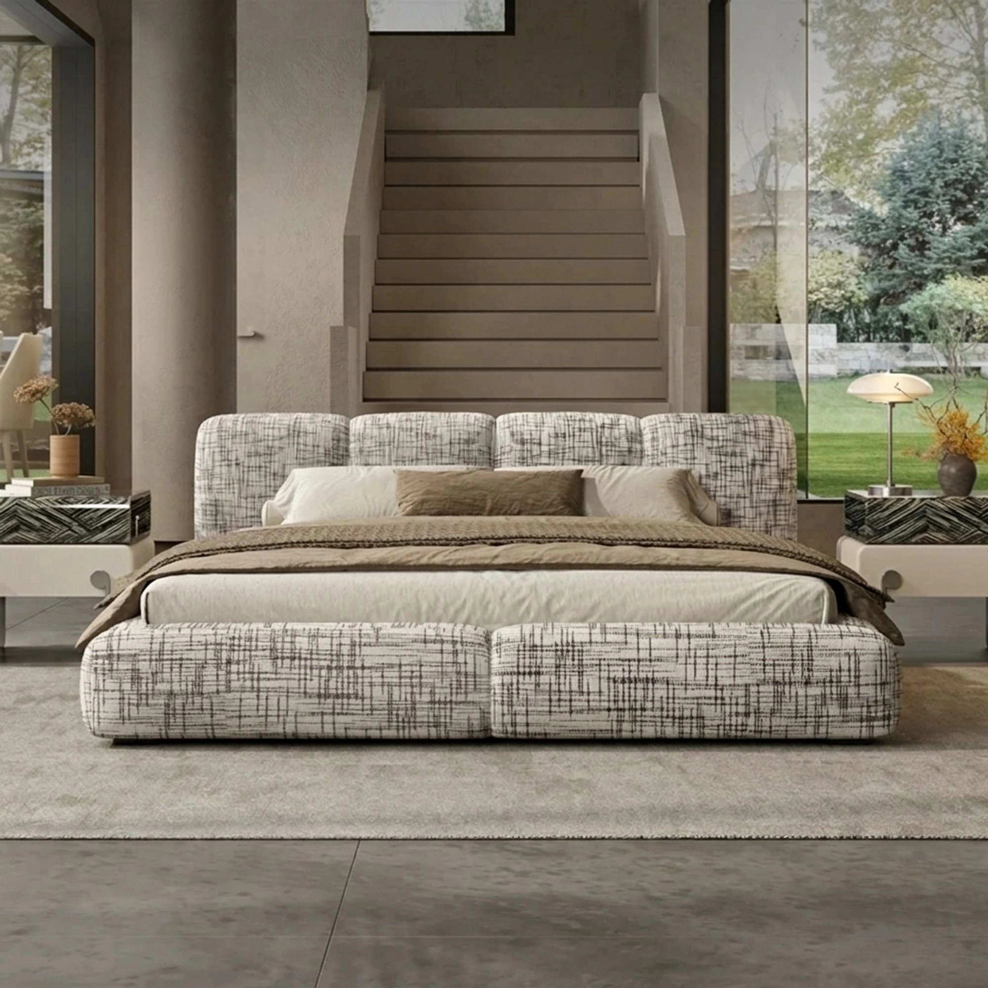Italian Minimalist Linen Bed