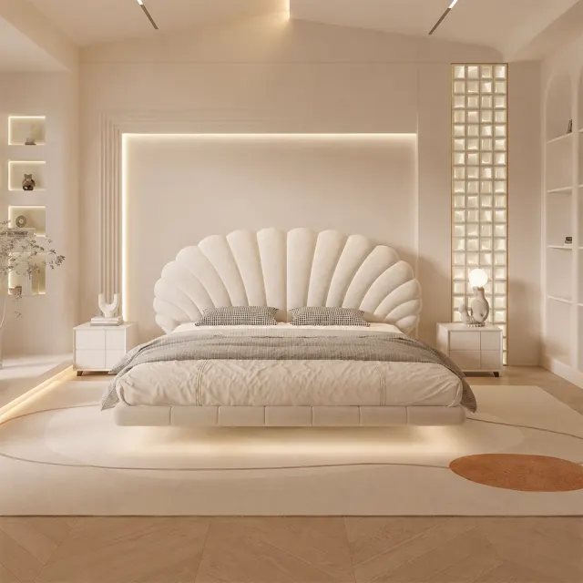 Petal Upholstered Floating Bed