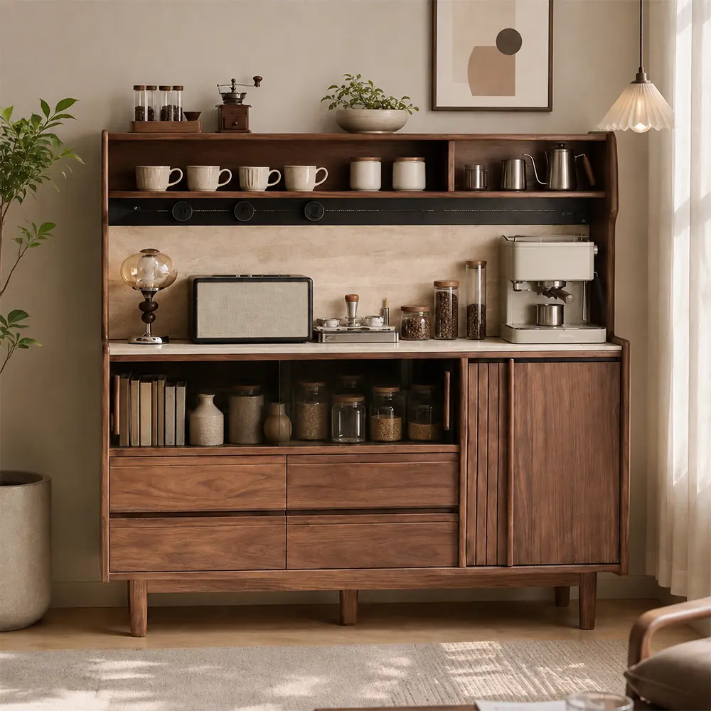 Solid Wood & Stone Sideboard