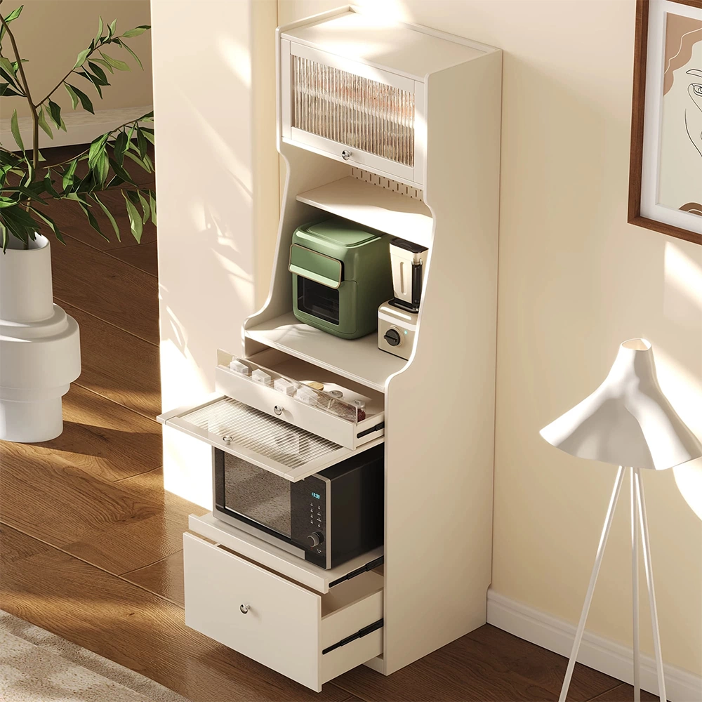 Creamy Style Narrow Storage Cabinet