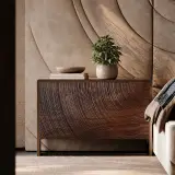 Carved Wood & Marble Nightstand